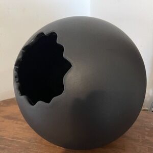 Frederick Cooper Signed Black Matte Globe Table Vase Mid Century Modern Vintage